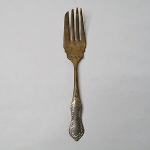 Antique US Silver Co Ornate Silverplate Cold Meat Fork Floral Scroll 8.5 Inch